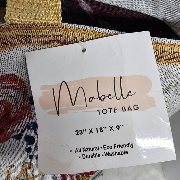 NWT Mabelle  Gray Floral Scripture Tapestry Tote Oversized - Picture 8 of 10